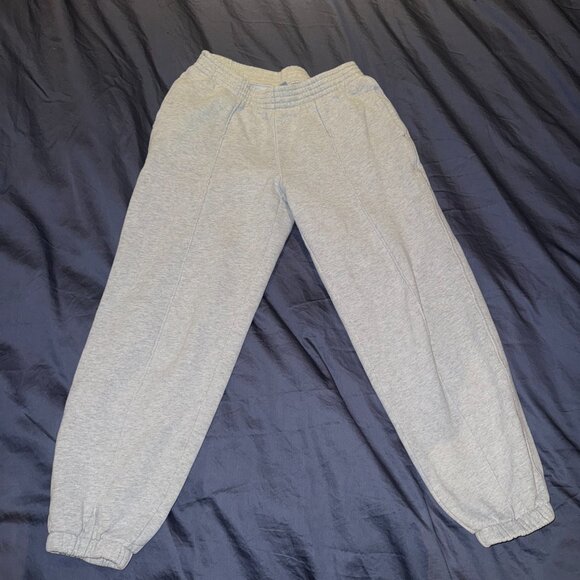 Aritzia TNA Cozy Fleece Mega Sweatpants XS Grey Seam Detail Oversized - Picture 2 of 4